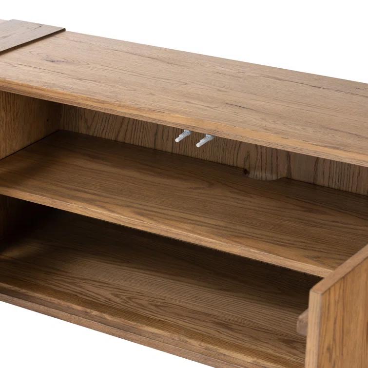 Rustic Amber Oak Media Console with Cabinet