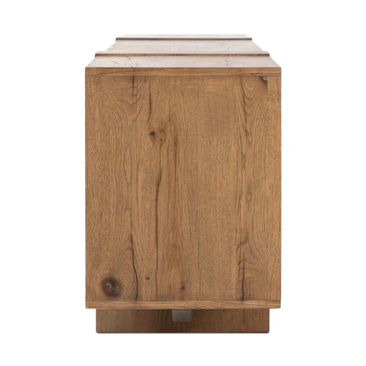 Rustic Amber Oak Media Console with Cabinet