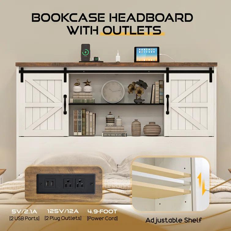 Trent Austin Design® Tryston Sherell Wooden Bookcase Full Bed Frame, Rustic Brown