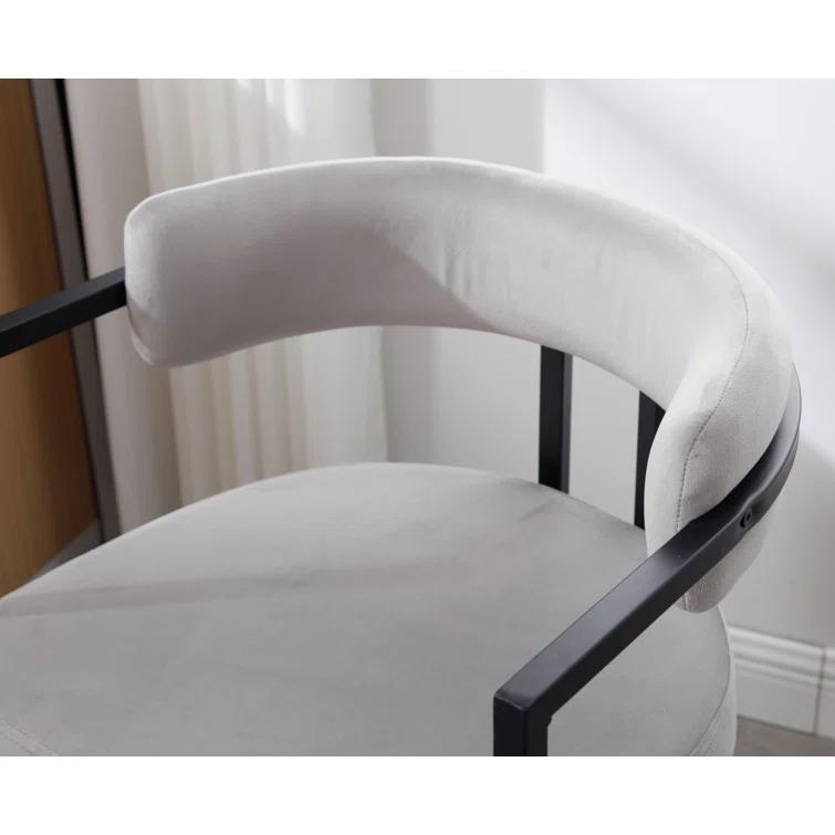 Ivy Bronx Modern Upholstered Hollow Bar Stool With Armrests And Footrests, Barrel High Stools (Set of 2)