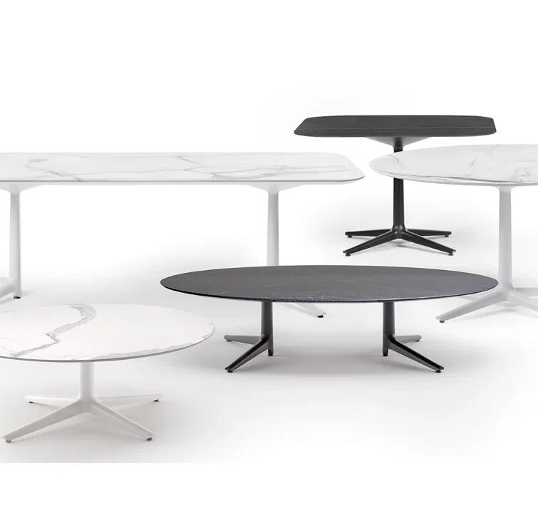 Kartell Multiplo Round Stone Top Metal Base Dining Table