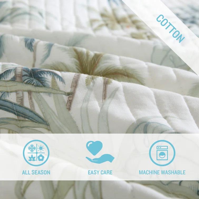 Tommy Bahama Home Tommy Bahama Serenity Palms Aqua Cotton Reversible Quilt