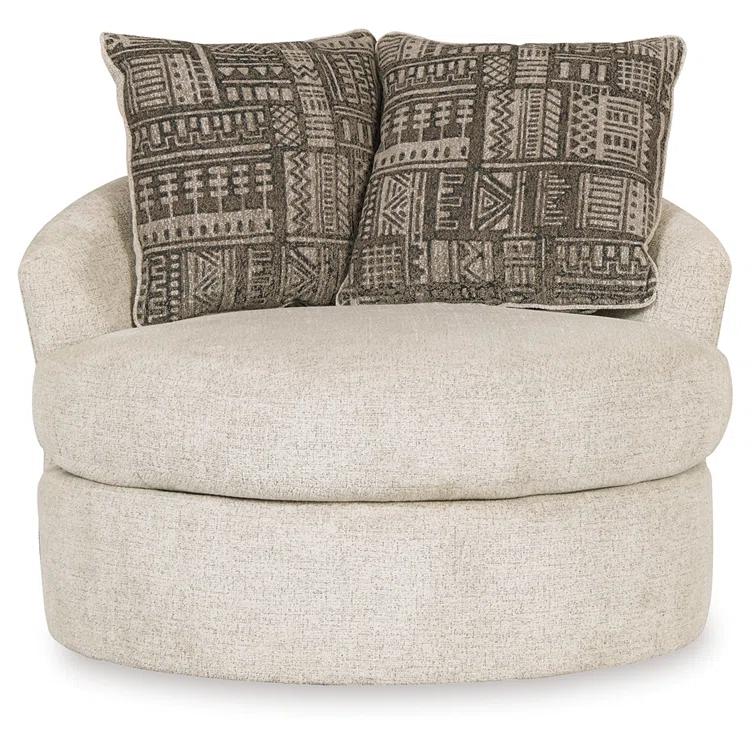 Ebern Designs Maravilla Upholstered Swivel Barrel Chair