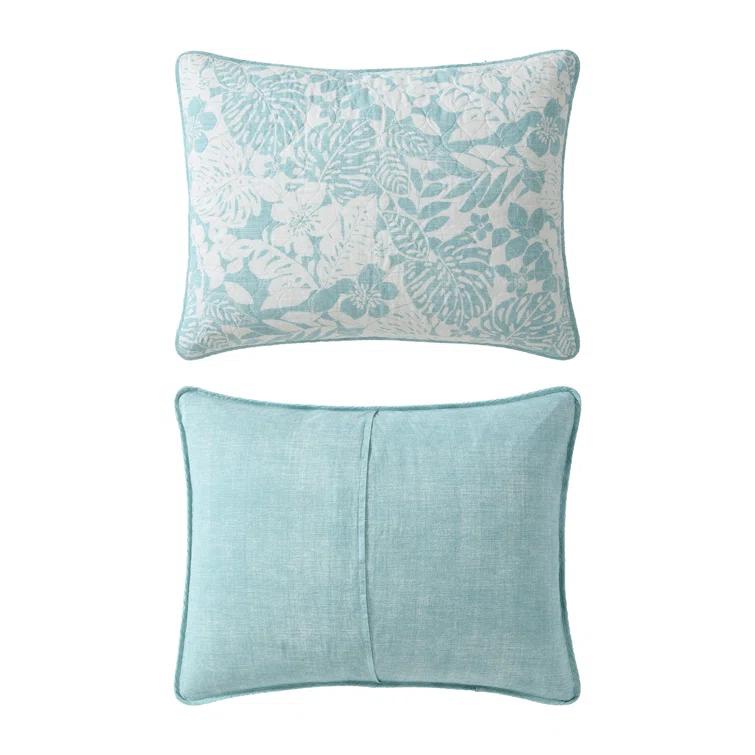 Tommy Bahama Laguna Beach Blue Cotton Reversible Quilt Set