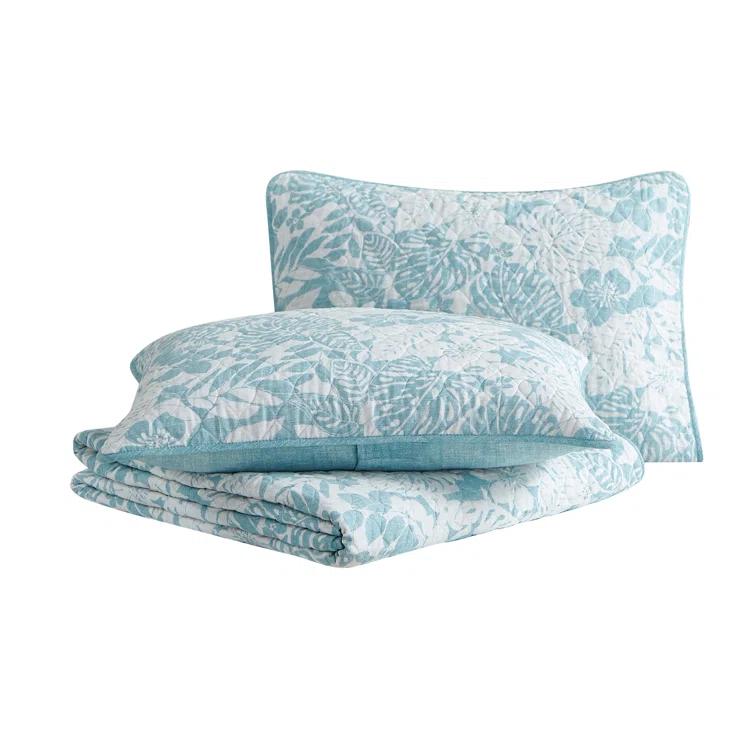 Tommy Bahama Laguna Beach Blue Cotton Reversible Quilt Set