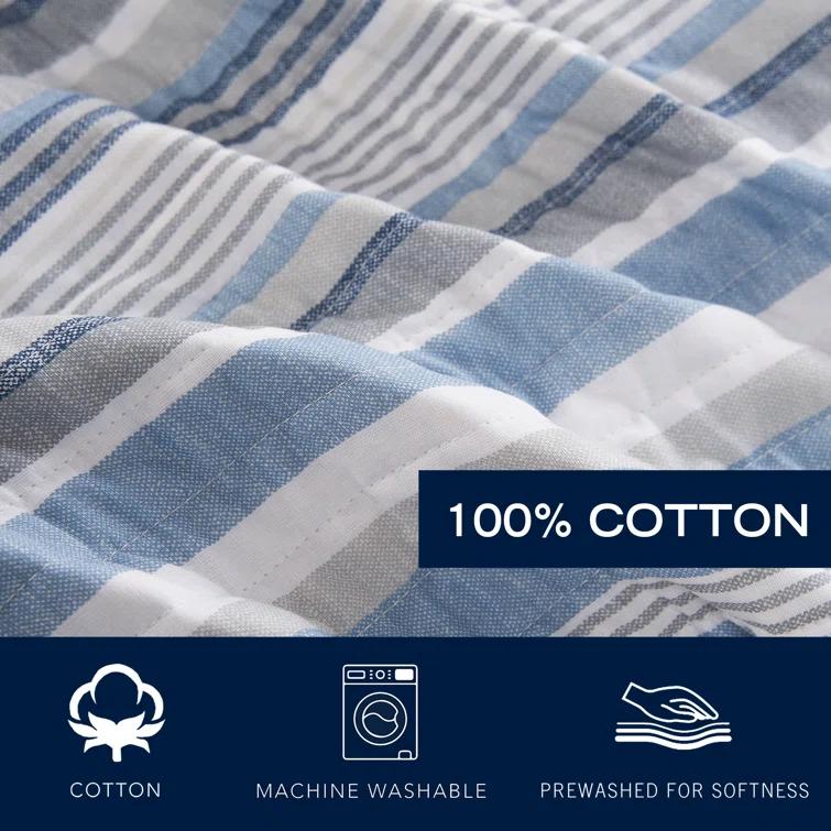 Nautica Nautica Jettison Cotton Reversible Blue Quilt Set