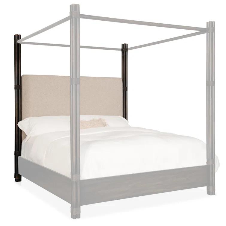 King Neo Cream Upholstered Canopy Bed with Oak Veneers