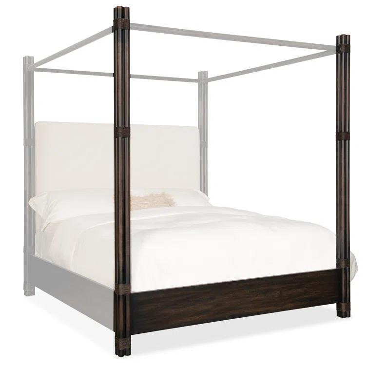 King Neo Cream Upholstered Canopy Bed with Oak Veneers