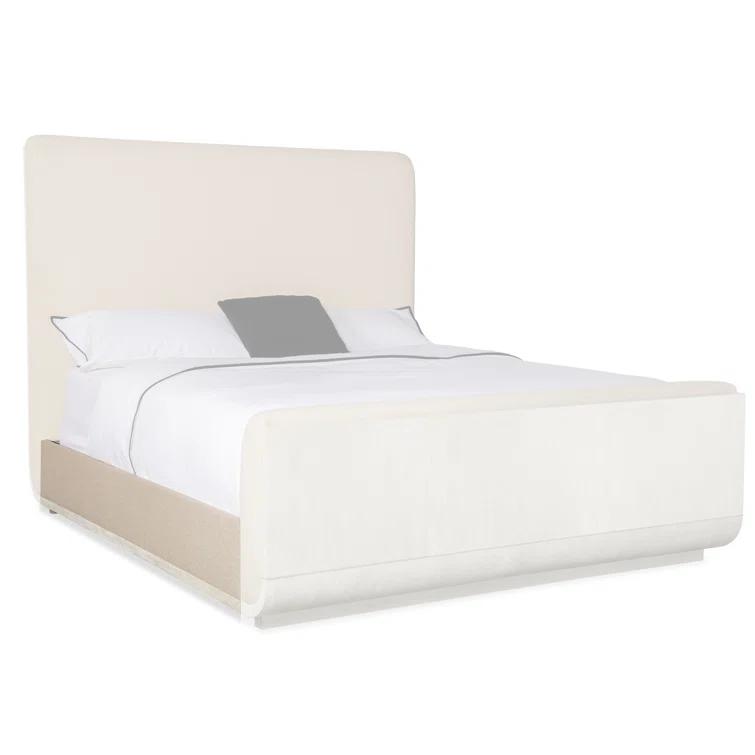 California King Light Wood Upholstered Bed with Storage Drawer
