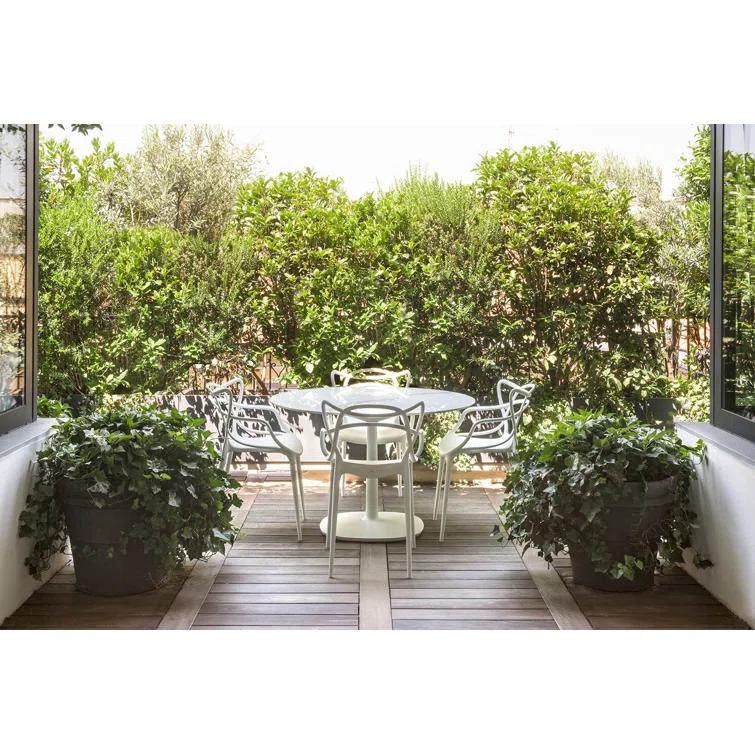 Kartell Multiplo Round Stone Top Metal Base Dining Table