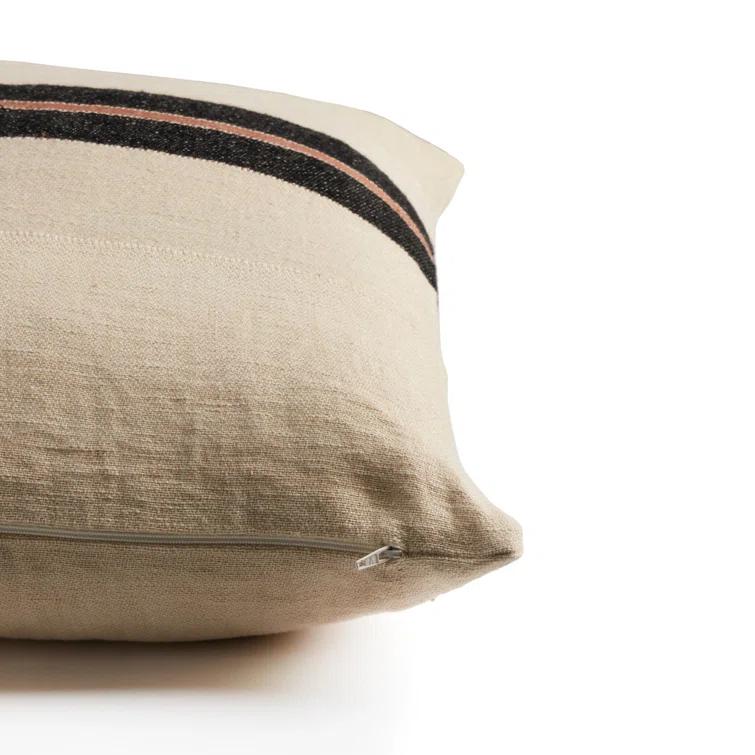 Four Hands VIRGINIA Striped Linen Reversible Throw Pillow