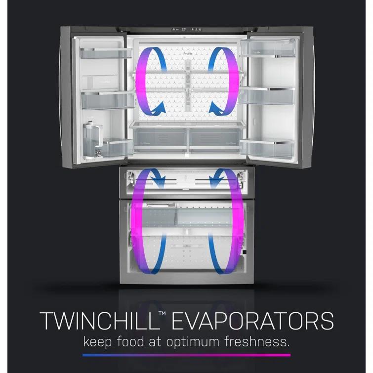 GE Profile™ Series Energy Star Smart 29 Cu. Ft. Fingerprint Resistant 4-Door French-Door Refrigerator