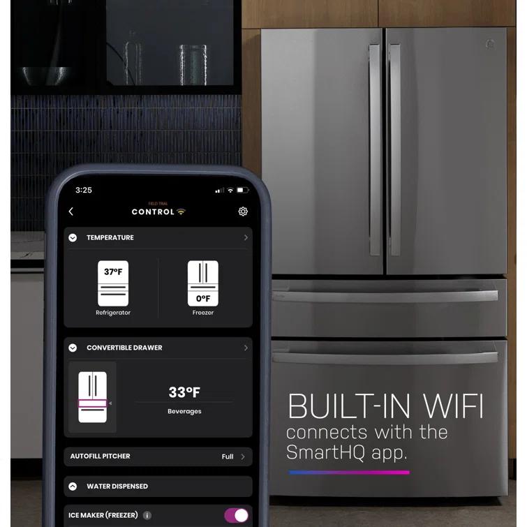 GE Profile™ Series Energy Star Smart 29 Cu. Ft. Fingerprint Resistant 4-Door French-Door Refrigerator