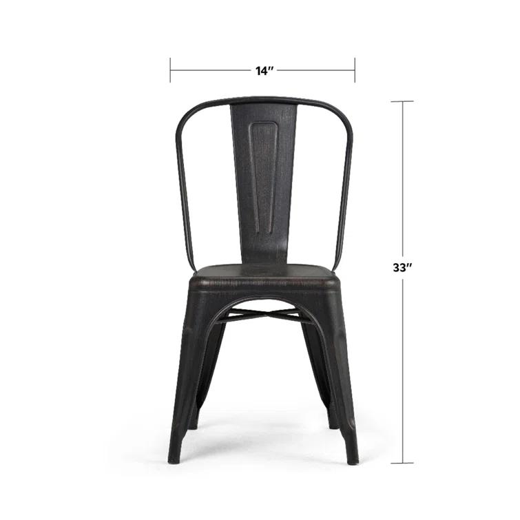 Simpli Home Fletcher Industrial Iron Dining Chair with Stackable Design and Protective Rubber Caps (Set of 2) (Set of 2)