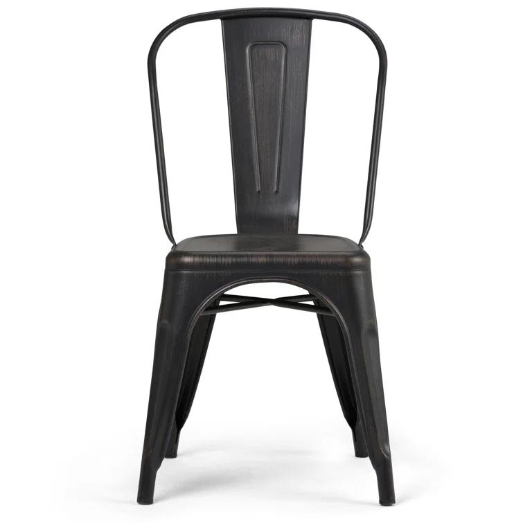 Simpli Home Fletcher Industrial Iron Dining Chair with Stackable Design and Protective Rubber Caps (Set of 2) (Set of 2)