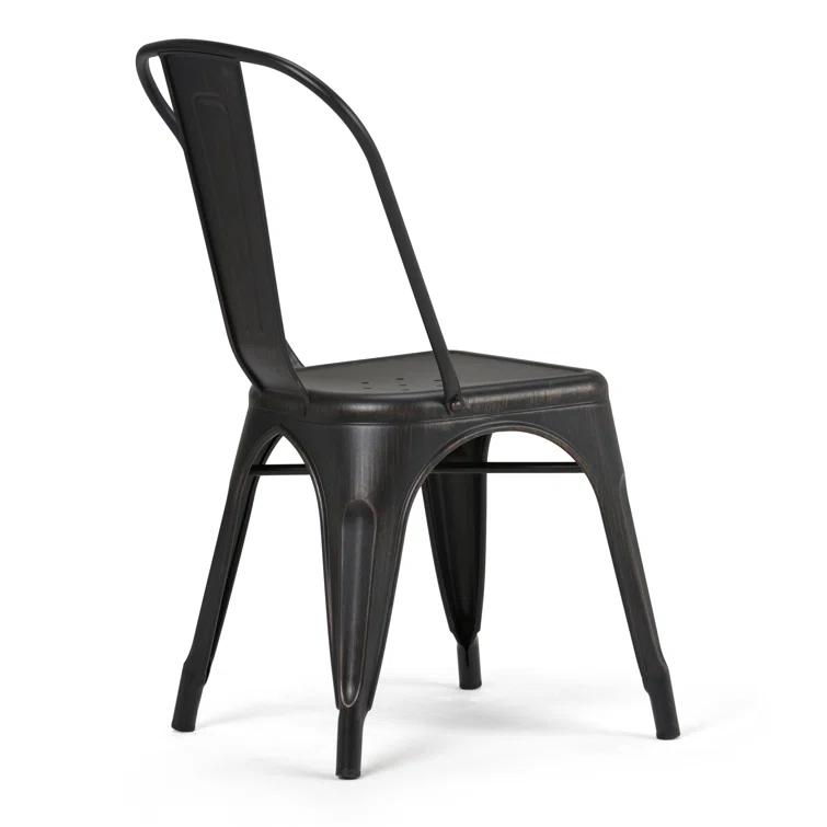 Simpli Home Fletcher Industrial Iron Dining Chair with Stackable Design and Protective Rubber Caps (Set of 2) (Set of 2)