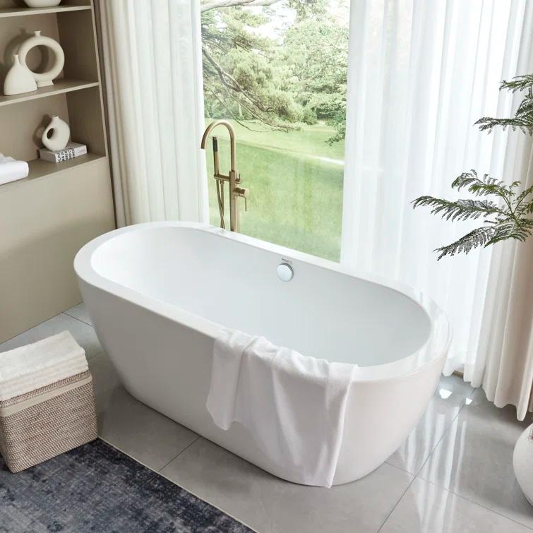 68 " x 31 " Freestanding Soaking Acrylic Bathtub
