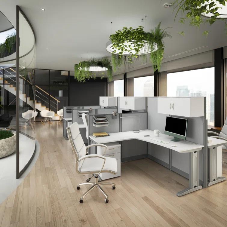 Office In An Hour L-Shaped 1 Person Cubicle with Cable Management