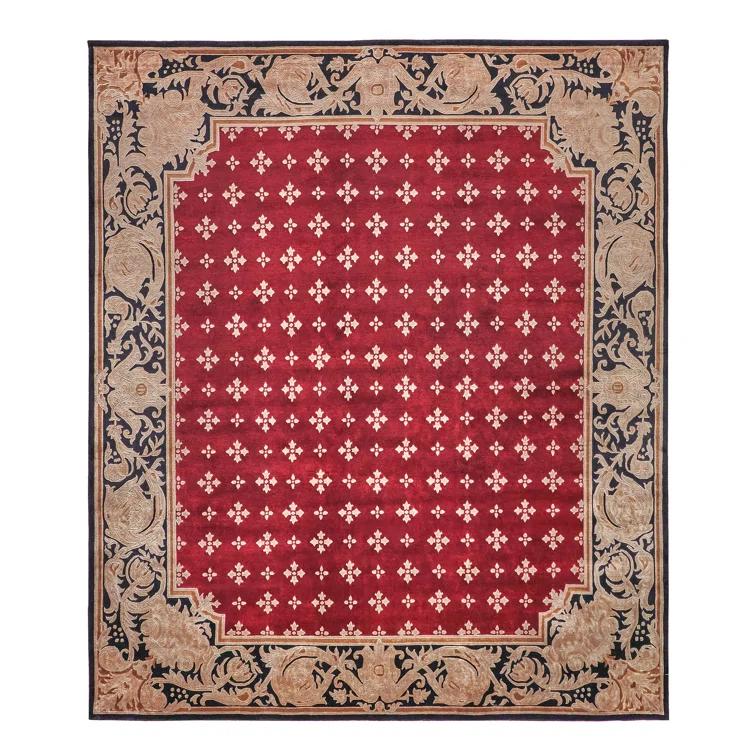 EXQUISITE RUGS One-of-a-Kind 9'1" X 10' Wool Area Rug Red/Black/Brown