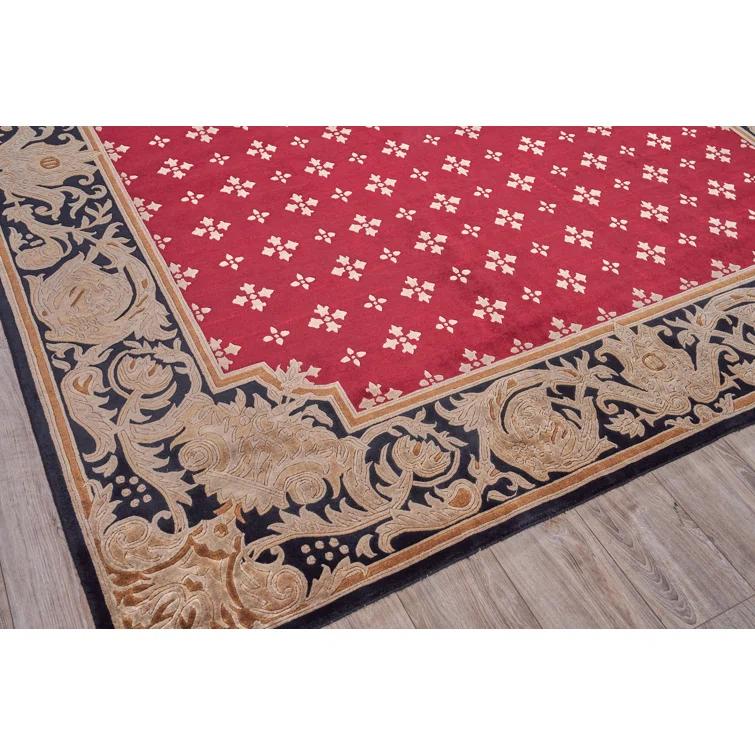 EXQUISITE RUGS One-of-a-Kind 9'1" X 10' Wool Area Rug Red/Black/Brown