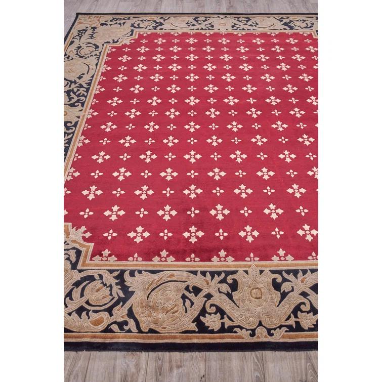 EXQUISITE RUGS One-of-a-Kind 9'1" X 10' Wool Area Rug Red/Black/Brown
