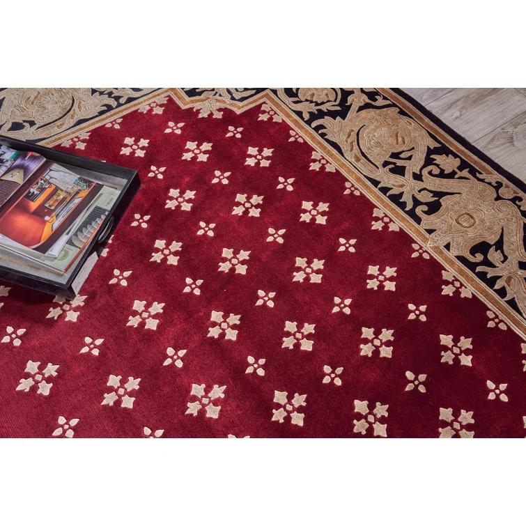 EXQUISITE RUGS One-of-a-Kind 9'1" X 10' Wool Area Rug Red/Black/Brown