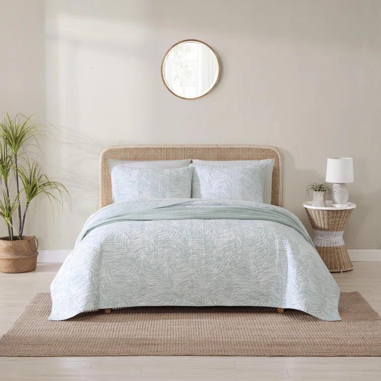 3pc King Palmday Quilt & Sham Set Light Blue - Tommy Bahama: Botanical Pattern, OEKO-TEX Certified