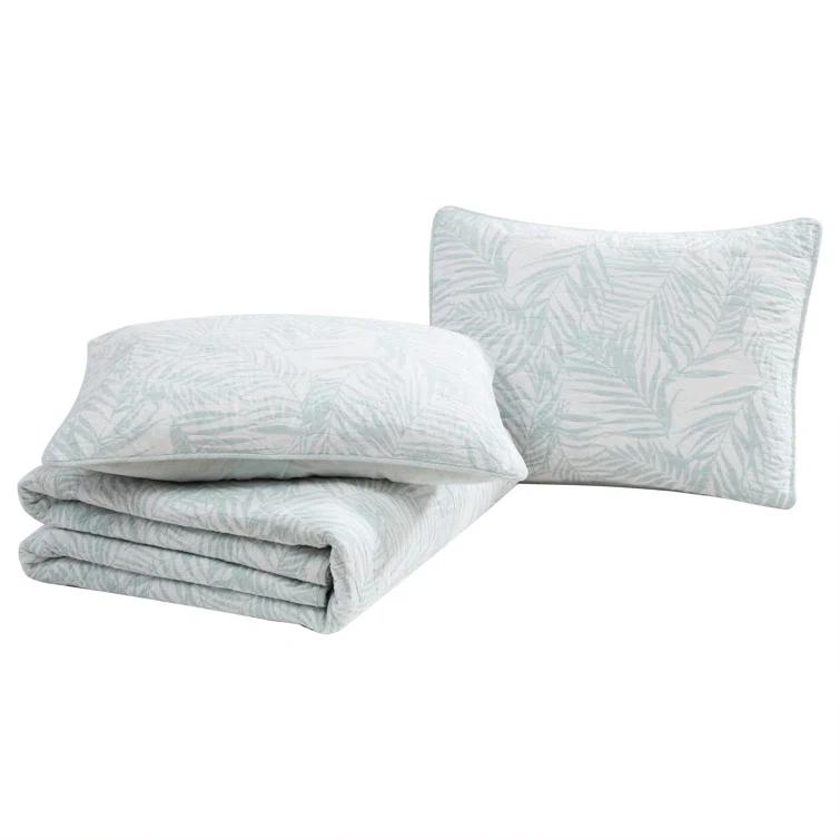 3pc King Palmday Quilt & Sham Set Light Blue - Tommy Bahama: Botanical Pattern, OEKO-TEX Certified