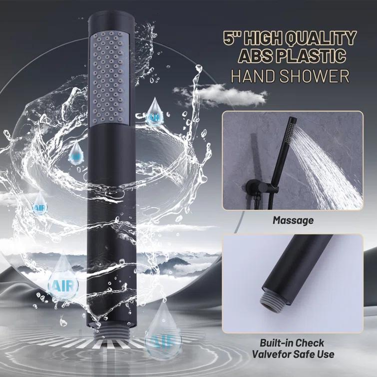 10 Inch Overhead Shower with 360° Rotatable Tub Spout Rough In Pressure Balance Valve Body