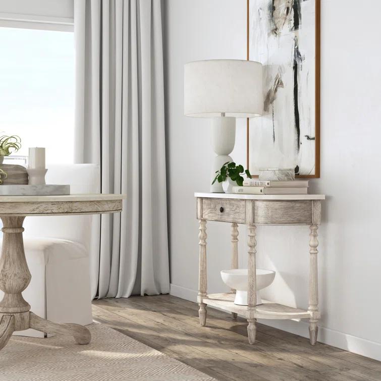 Aberdale Demilune Console Table with Storage in Umber and Marble