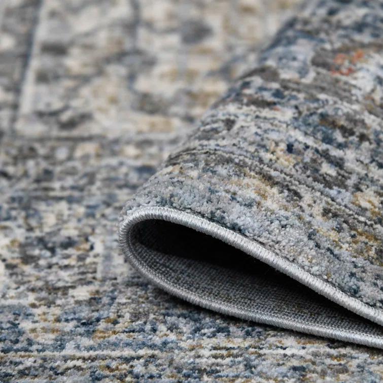 Elynna Transitional Bordered Premium Polyester Performance Area Rug