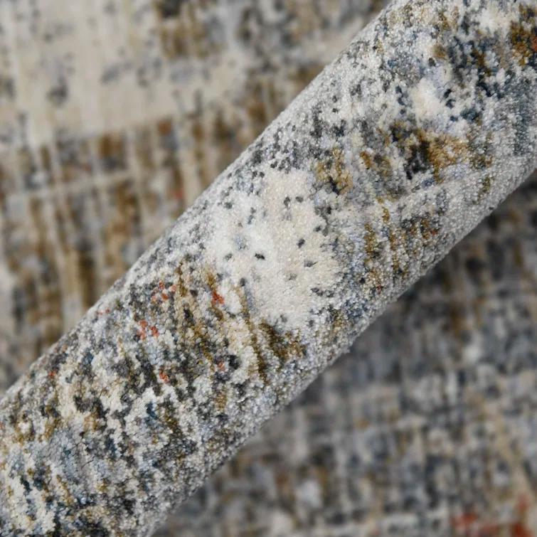 Rosslin Transitional Abstract Premium Polyester Performance Area Rug