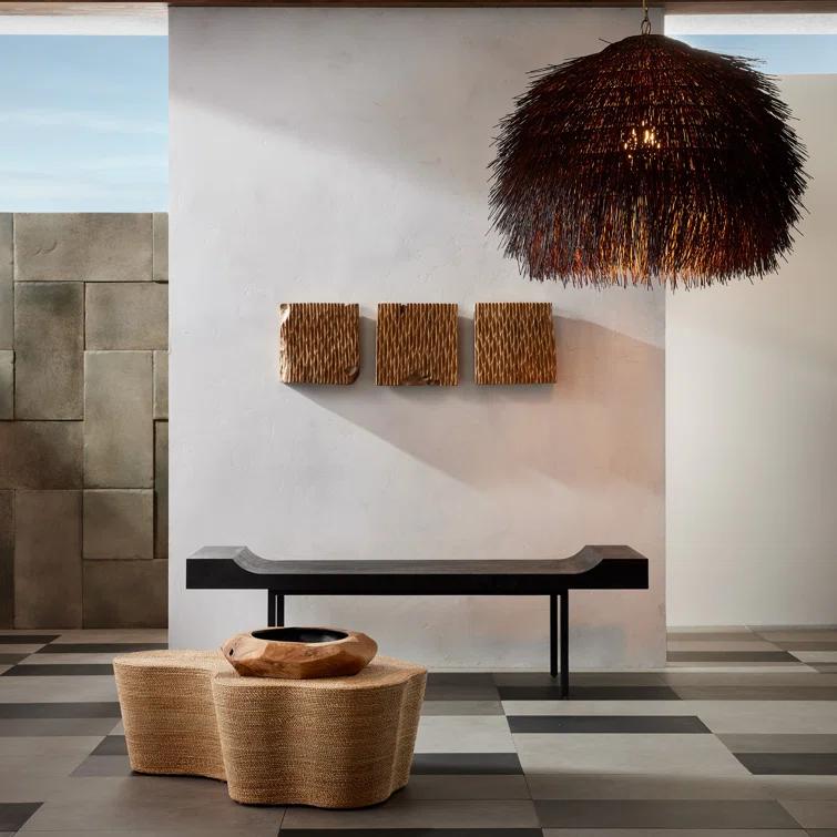 Coastal Charm Organic-Shaped Natural Abaca Cocktail Table
