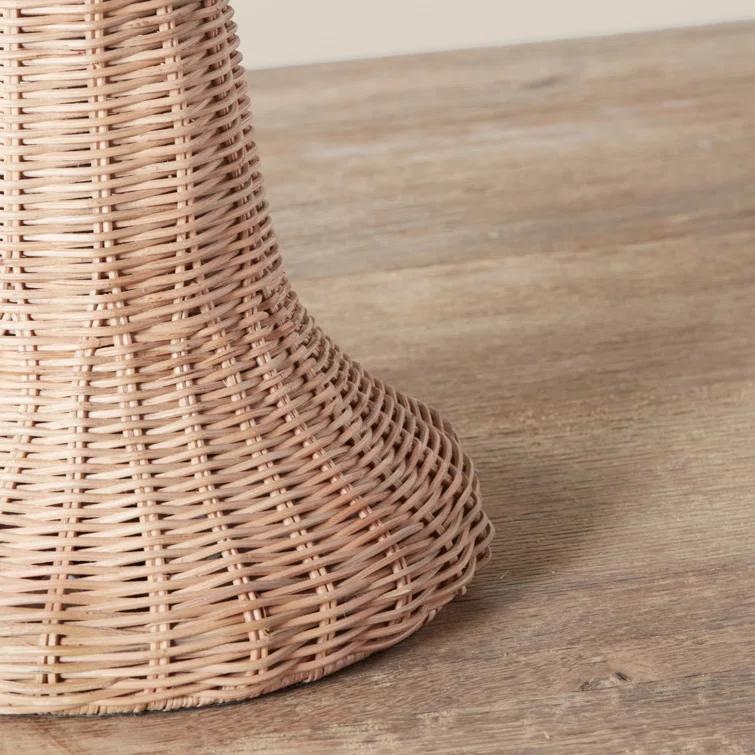 Augusta Woven Rattan Coastal Table Lamp in Light Brown