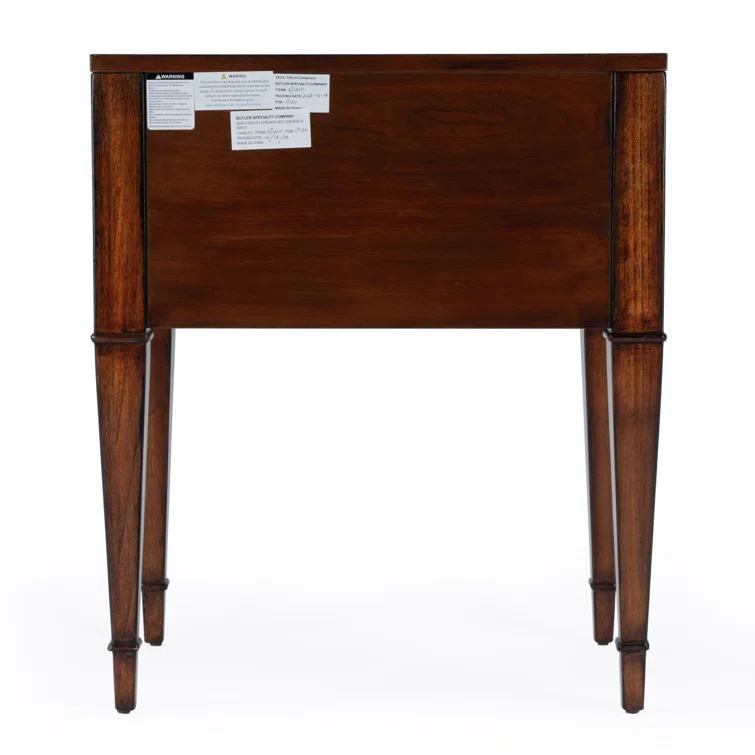 Kai Antique Cherry 2 Drawer Wood Nightstand with Gold Accents