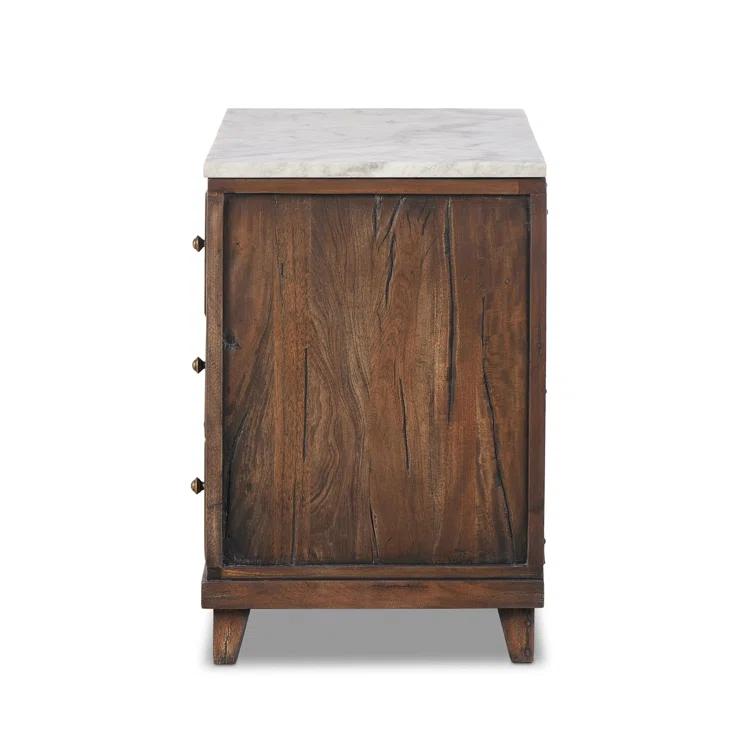 Elson 3 Drawer Marble Nightstand