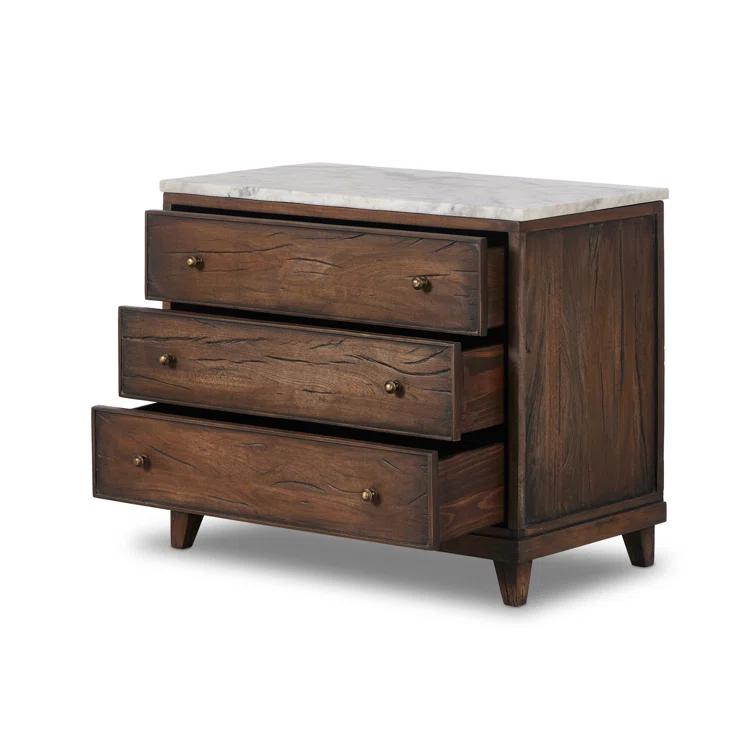 Elson 3 Drawer Marble Nightstand