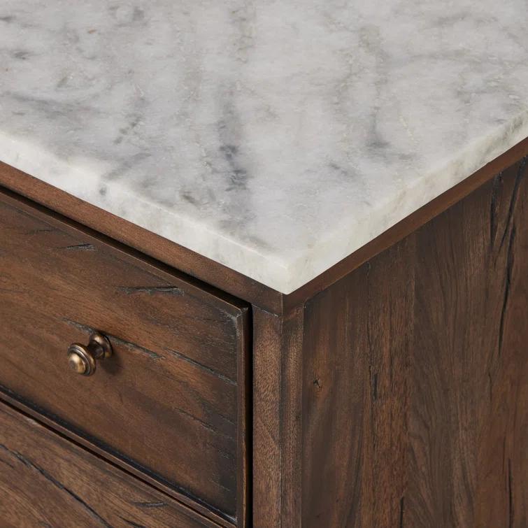 Elson 3 Drawer Marble Nightstand
