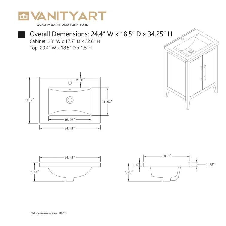 24" Single Bathroom Vanity Set