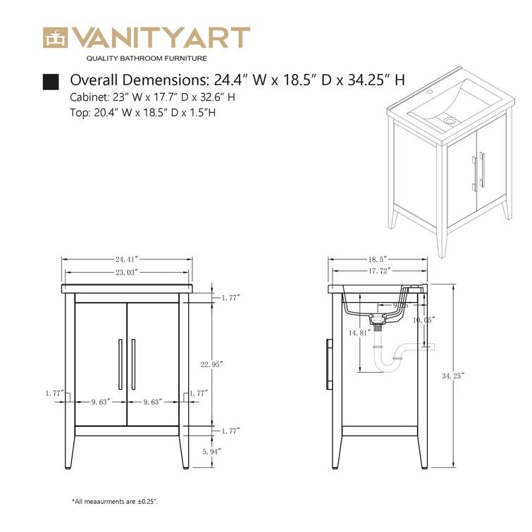 24" Single Bathroom Vanity Set