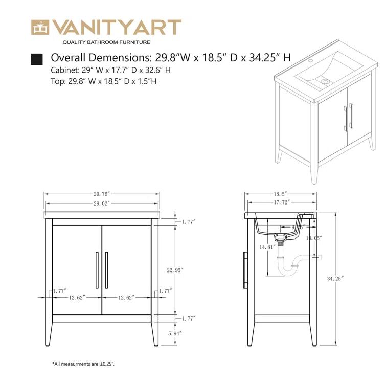 30" Single Bathroom Vanity Set