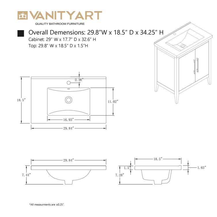 30" Single Bathroom Vanity Set