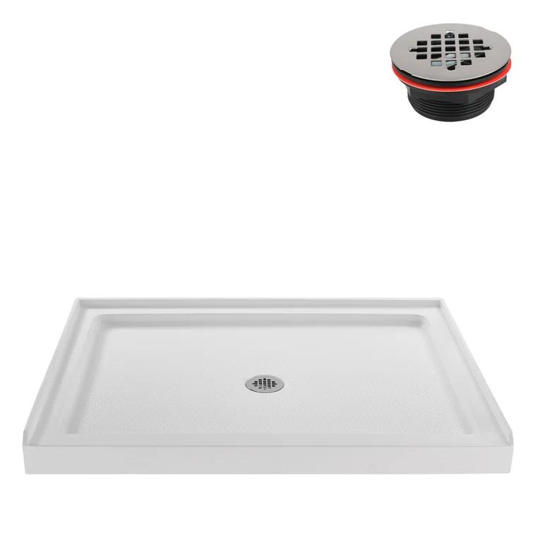 48" W x 36" D Rectangular Acrylic Shower Base, Drain Included