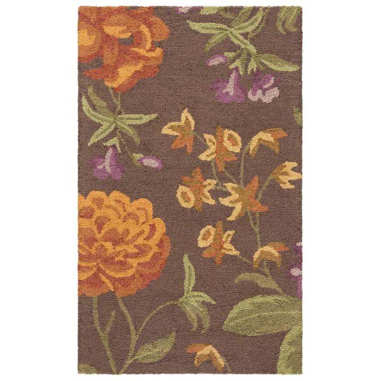 Emrick Hand Hooked Wool Floral Rug