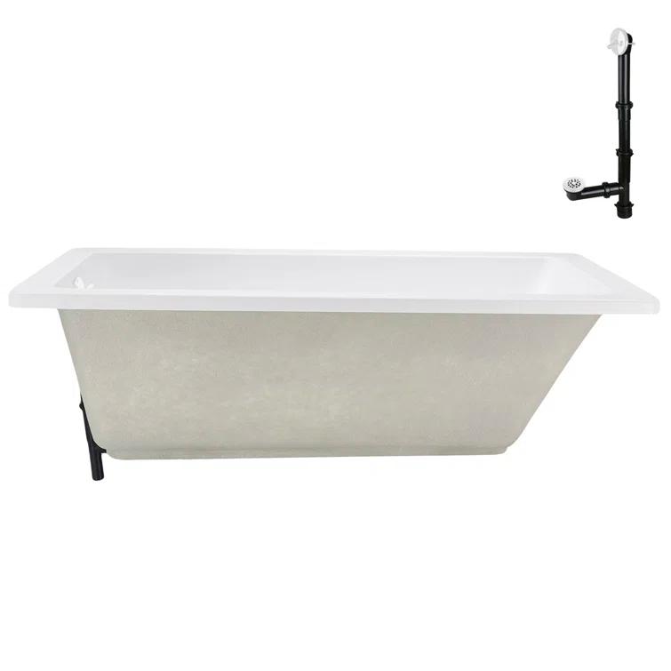 60" x 32" Acrylic Soaking Drop-In Bathtub, Drain Included