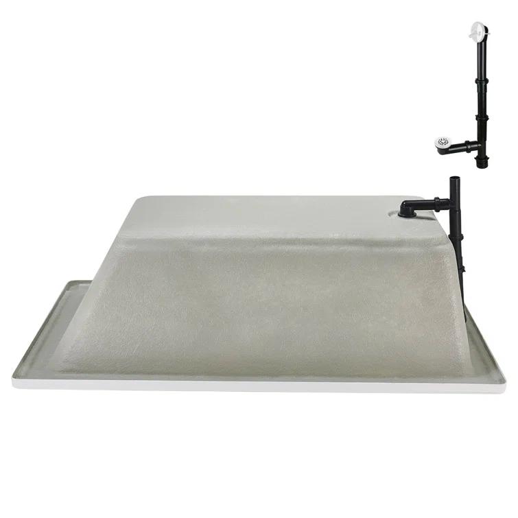 60" x 32" Acrylic Soaking Drop-In Bathtub, Drain Included