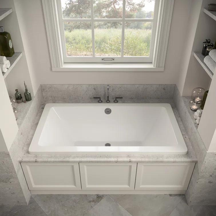 60" x 32" Acrylic Soaking Drop-In Bathtub, Drain Included