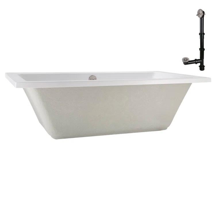 60" x 32" Acrylic Soaking Drop-In Bathtub, Drain Included
