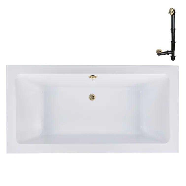 Streamline Bath 60" x 32" Acrylic Soaking Drop-In Bathtub, Drain Included N-4120-712-PBR