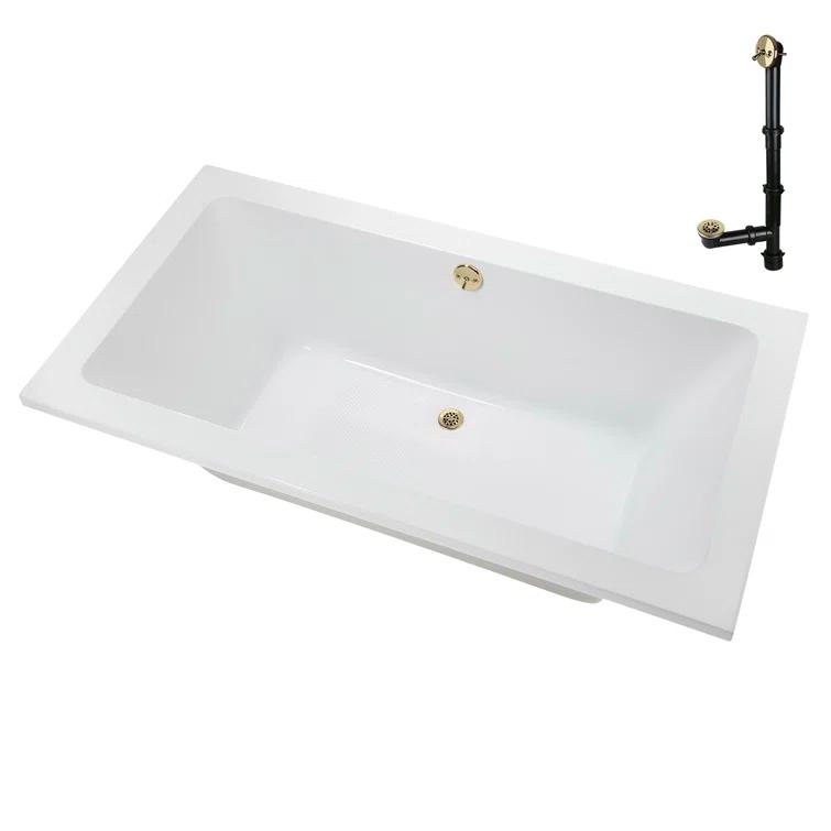Streamline Bath 60" x 32" Acrylic Soaking Drop-In Bathtub, Drain Included N-4120-712-PBR